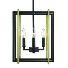  6070-4 BLK-AB - Tribeca 4-Light Chandelier in Matte Black with Aged Brass Accents